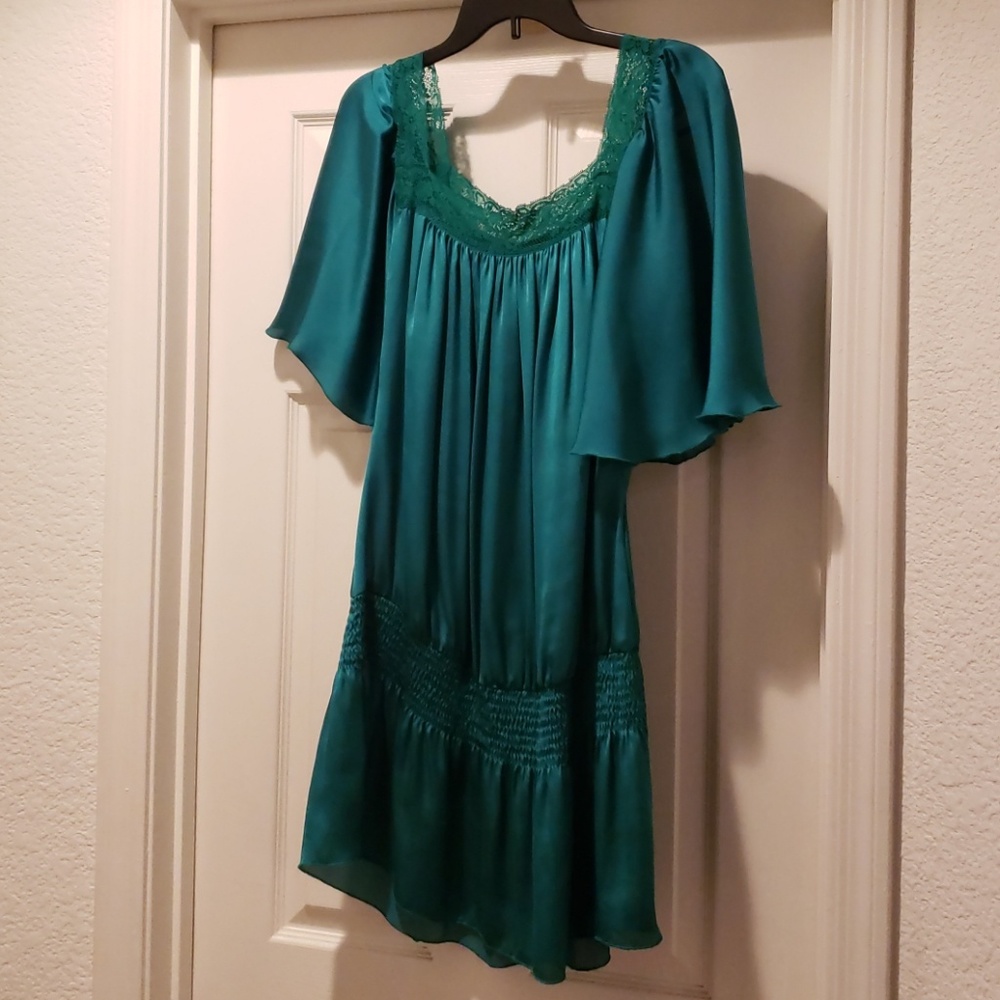Emerald green square neck baby doll shirt